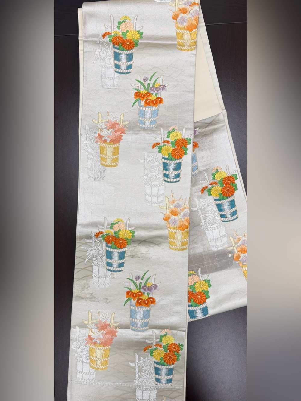 Vintage Silk Embroidered Fukuro Obi